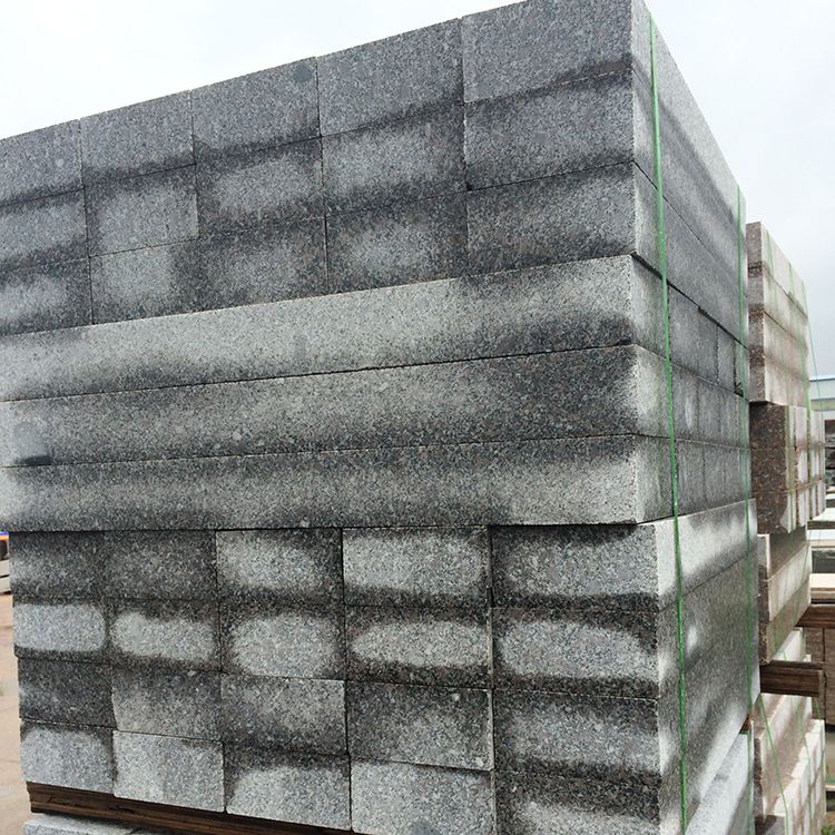 平侧石花岗岩 平沿石大理石 拉丝面路沿石浅灰色