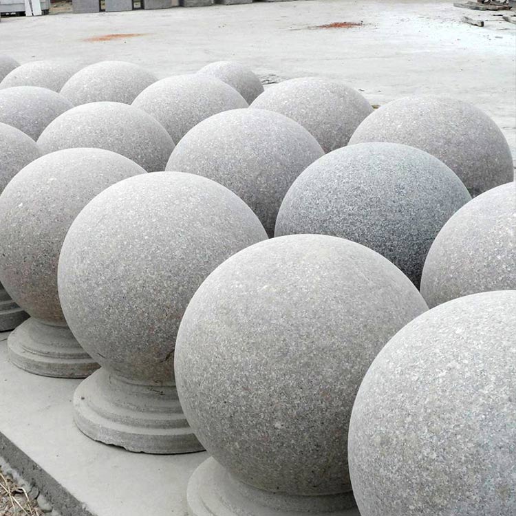 芝麻灰挡车柱 五莲花挡车圆球 五莲红挡车石柱