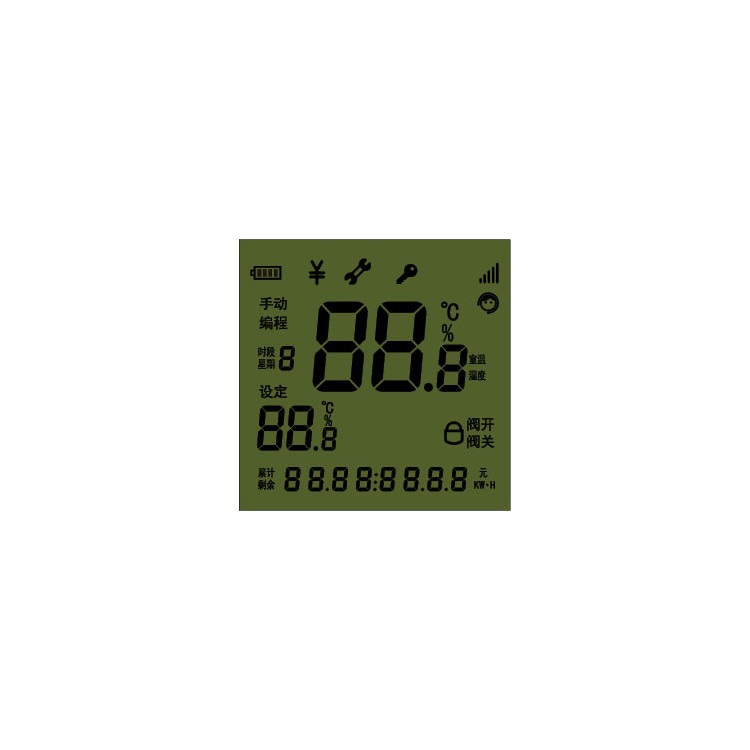 众显定制室内温控器LCD段码液晶显示屏