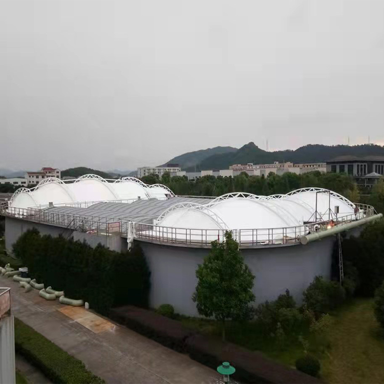 Residential wastewater pond membrane structure