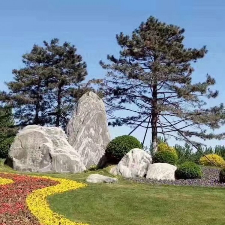 武汉解放公园造景石,公园草坪石刻字石,假山鹅卵石