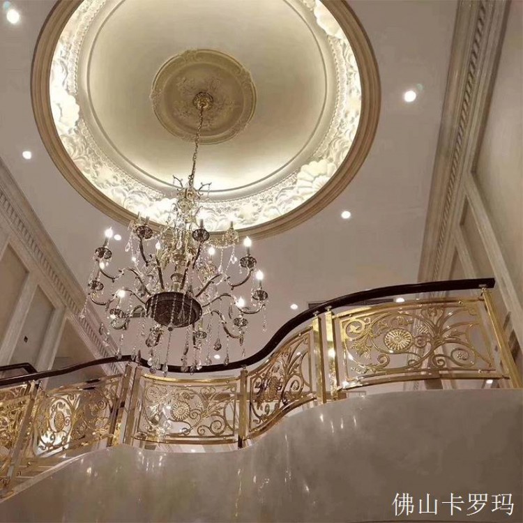 南京铜铝雕刻楼梯厂家 是心动的声音铜扶手报价方案