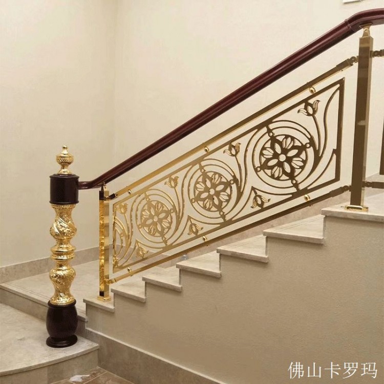 杭州 别墅楼梯铝艺护栏 中式氛围感缓缓绽放