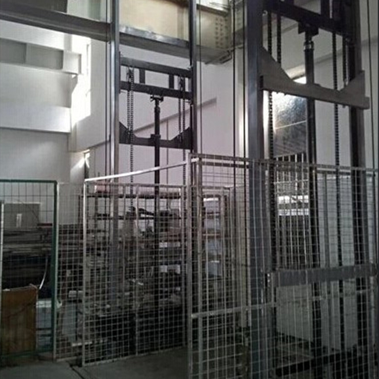 Guide rail cargo elevator