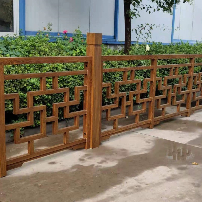 Scenic area park Chinese style window lattice imitation wooden guardrail, river protection fence, landscape fence, bridge imitation wood grain railing, outdoor