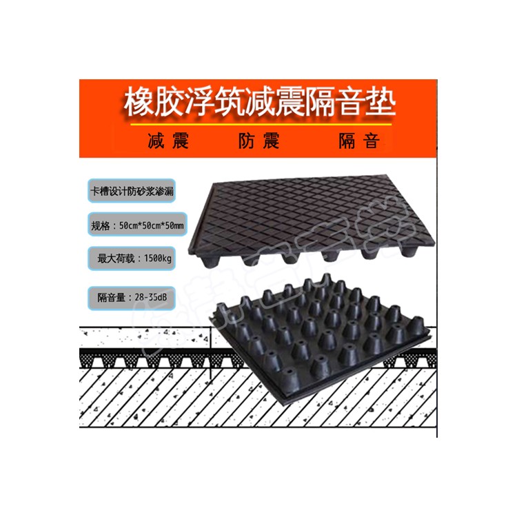LRR50型浮筑楼板橡胶隔振隔声垫地下机房地面隔音设备减震台