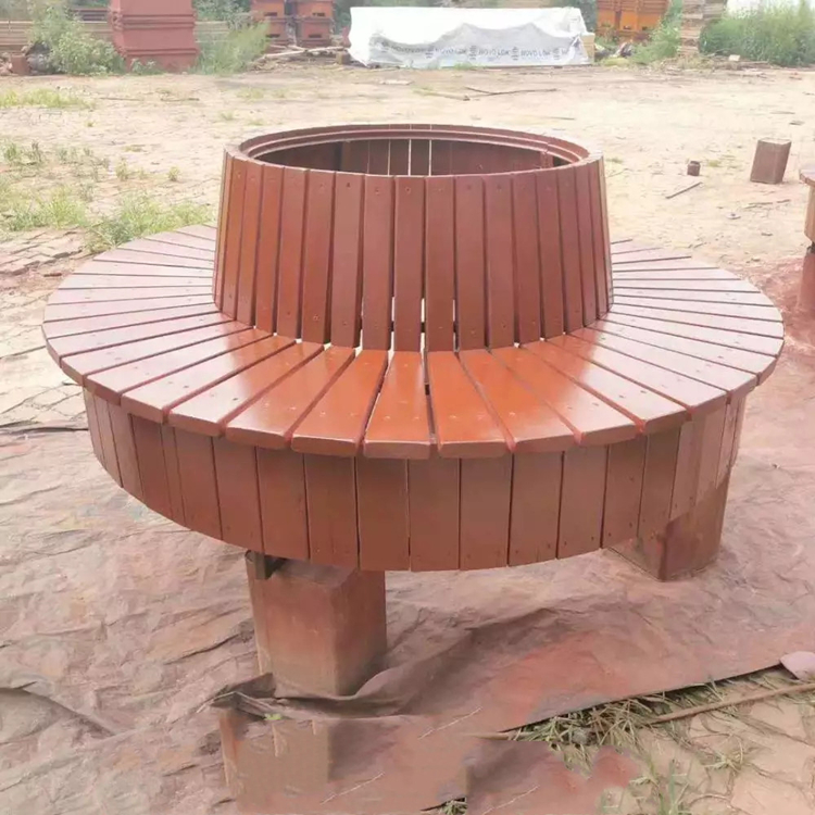 户外围树椅公园椅实木塑木金属圆形方形街道广场定制