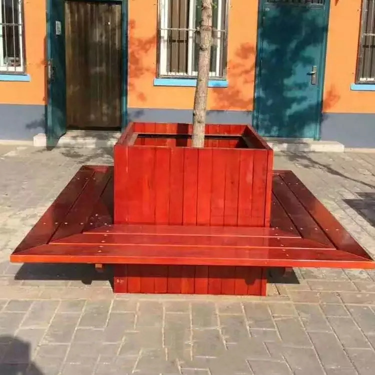 户外围树椅公园椅实木塑木金属圆形方形街道广场定制