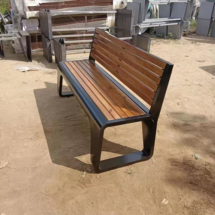 定制创意不锈钢公园椅户外座椅广场庭院小区防腐木休闲长凳
