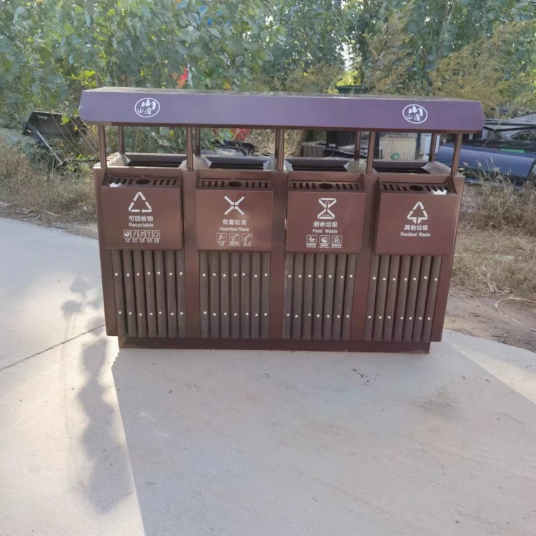 户外分类垃圾桶不锈钢街道公园景区仿古果皮箱钢木垃圾箱