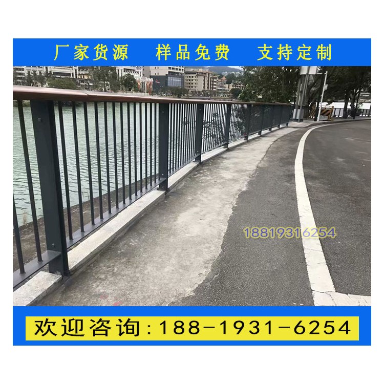 广州城市河道仿木护栏 镀锌钢管围栏厂家 1.2米高桥梁栏杆