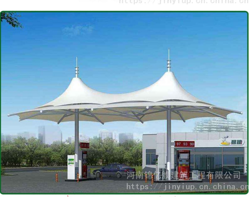 钢结构膜结构服务区加油站罩棚张拉膜防雨棚膜棚
