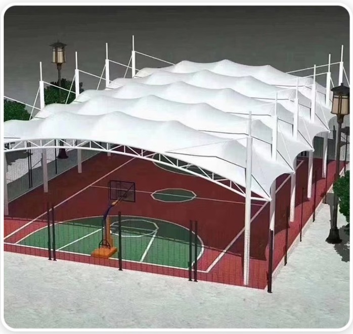 钢结构膜结构遮阳设施体育场篮球场看台遮阳罩棚