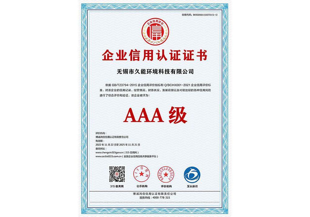 企业信用认证证书