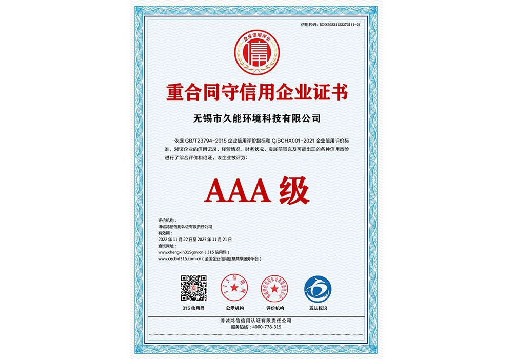 重合同守信用企业证书