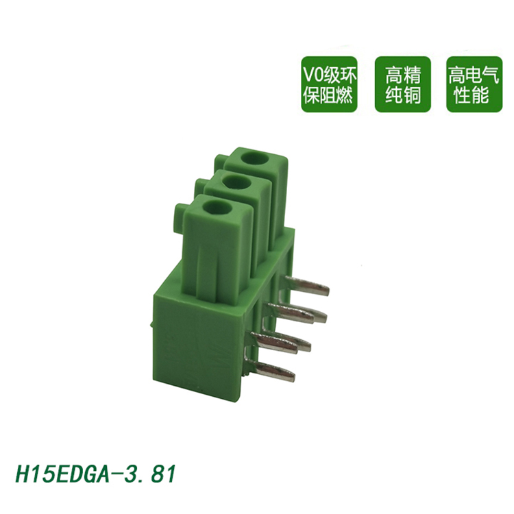 3.81插拔式接线端子台双排弯针pcb阻燃环保连接器