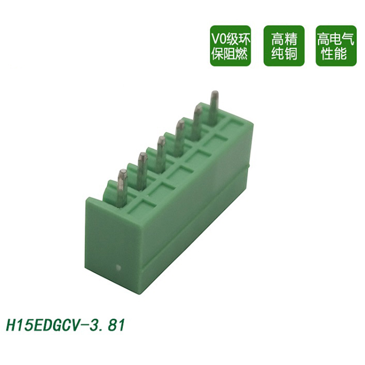 3.81mm插拔端子台180度直脚pcb连接器阻燃环保