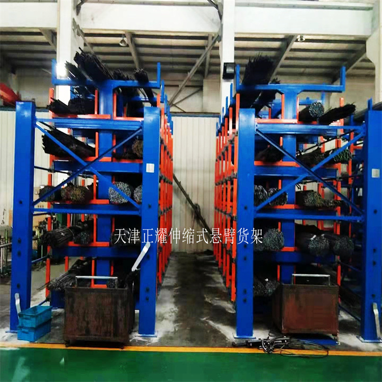 圆钢储存架节省空间 伸缩悬臂式货架规格表 管材存储架