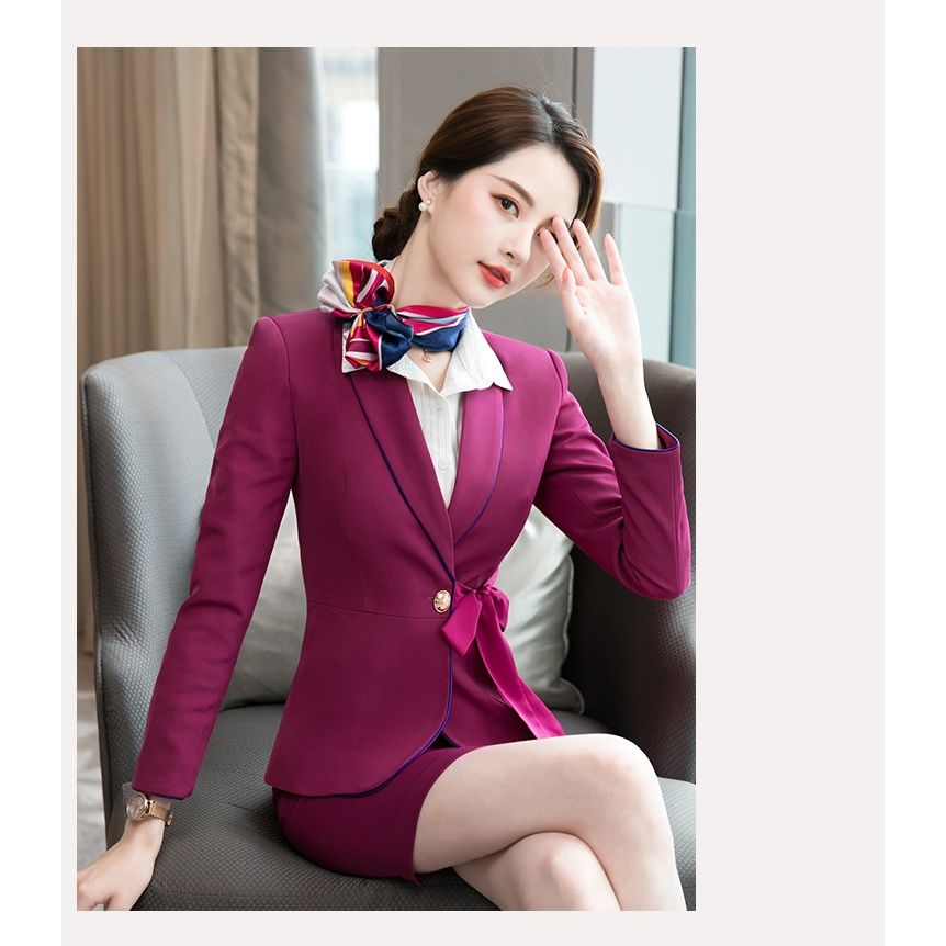 川航空姐制服2023秋冬新款职业装西装马甲女套装面试装售楼工