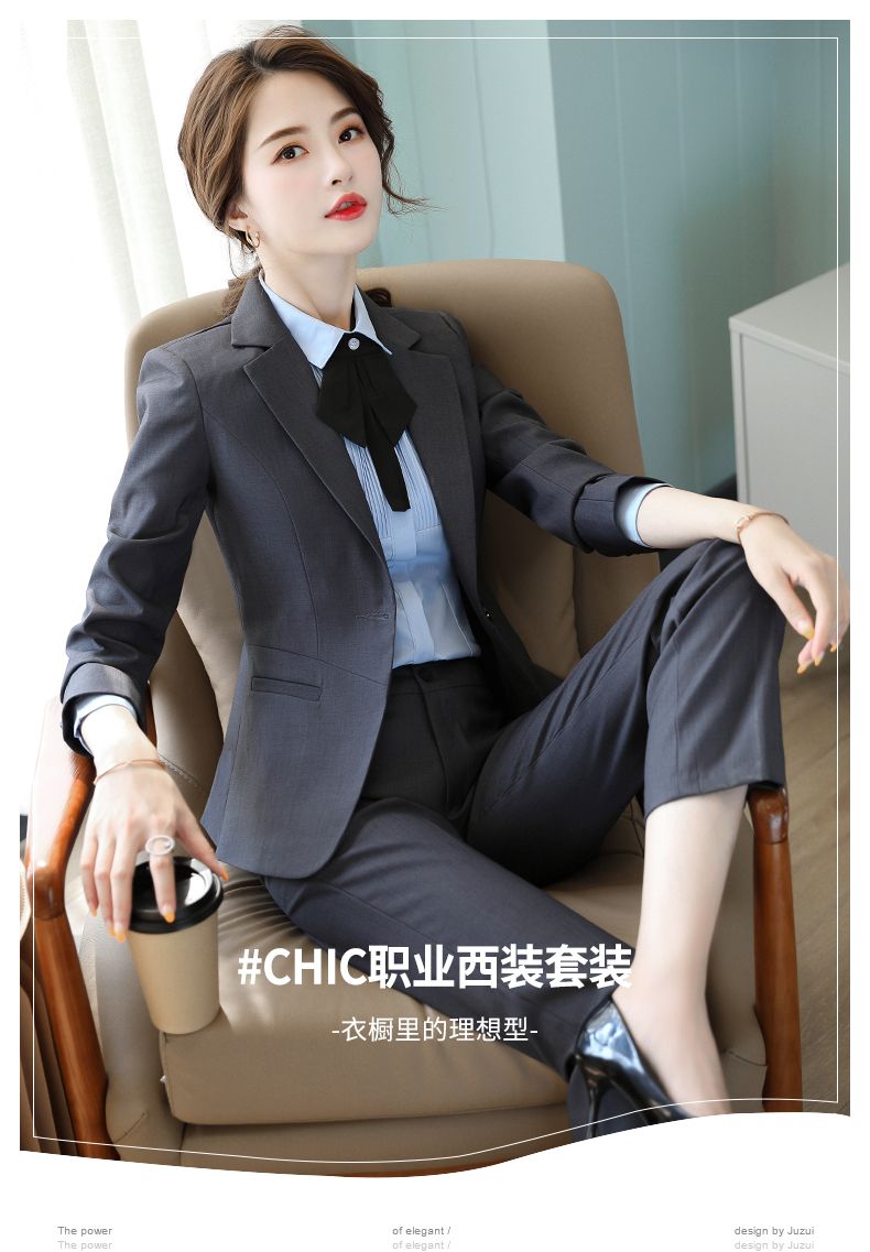 灰色西装套装女秋冬工装气质职业西服酒店教师公司面试正装工作服