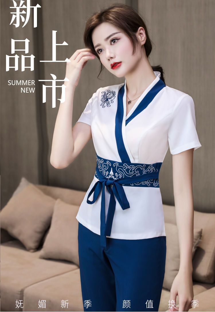 技师工作服女夏新款气质时尚会所套装足浴足疗店技师工衣