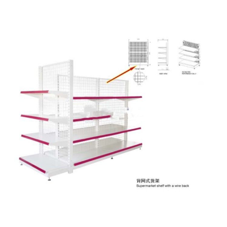Back-to-back supermarket shelves