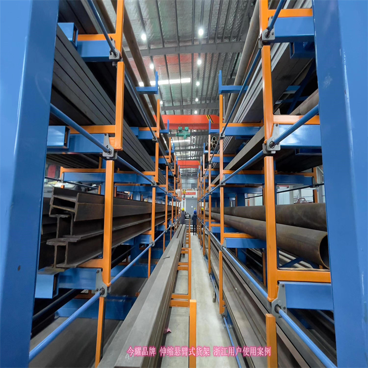 行车用钢材架 手动伸缩悬臂货架使用案例