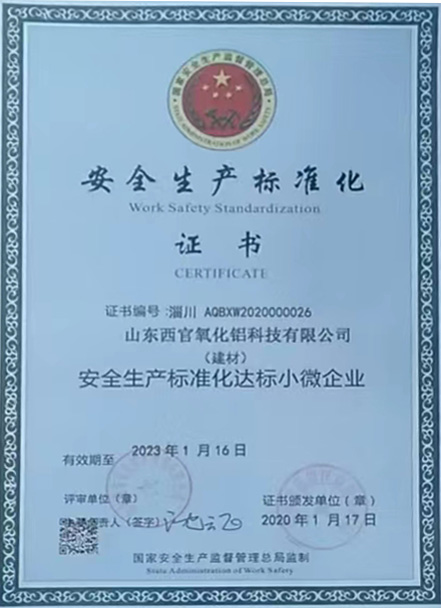 安全生产标准化证书