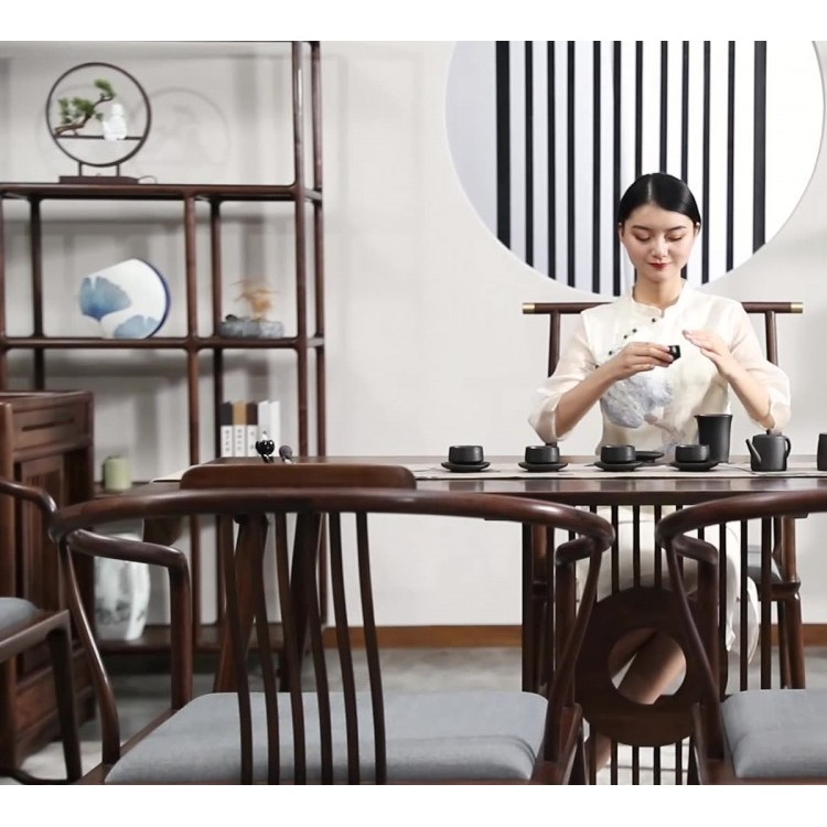 新中式茶桌  实木家具胡桃木家具定制