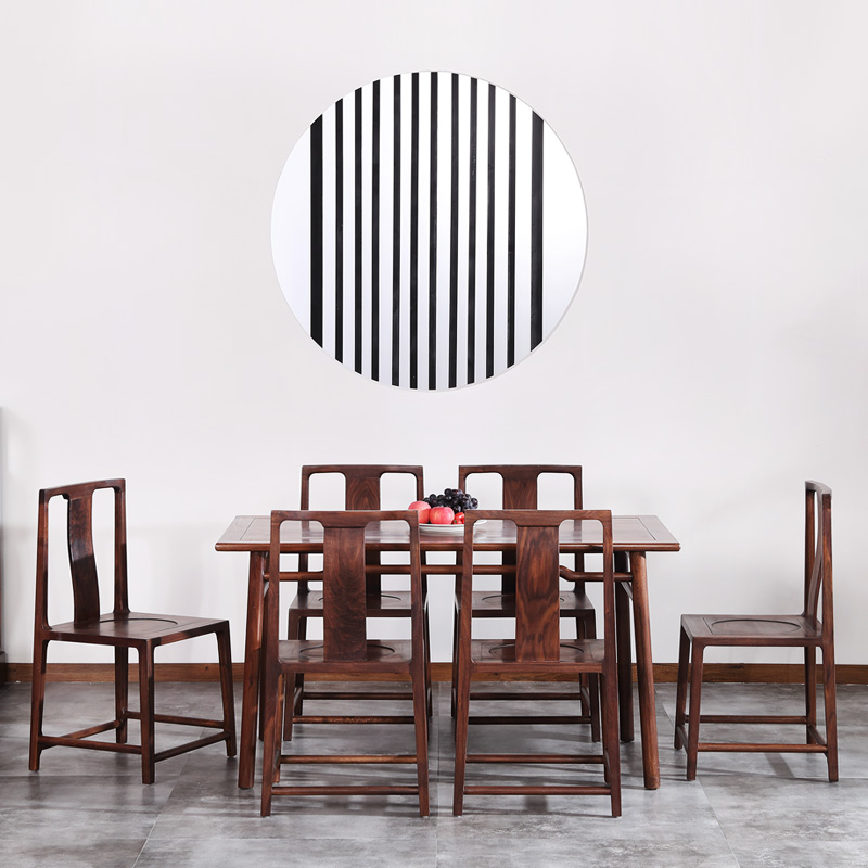 新中式实木餐桌椅组合餐厅胡桃木家具
