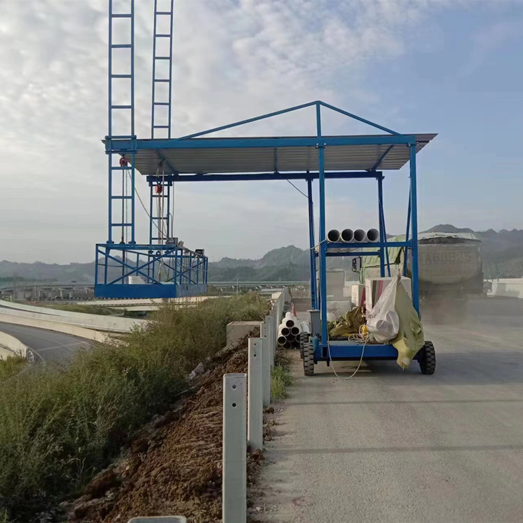 高速护栏外侧施工台车，电动升降吊篮，排水管安装台车