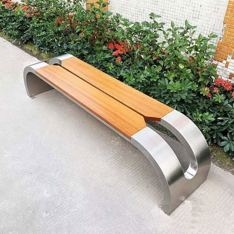 户外不锈钢长椅小区公园椅金属铁艺坐凳广场庭院休闲椅