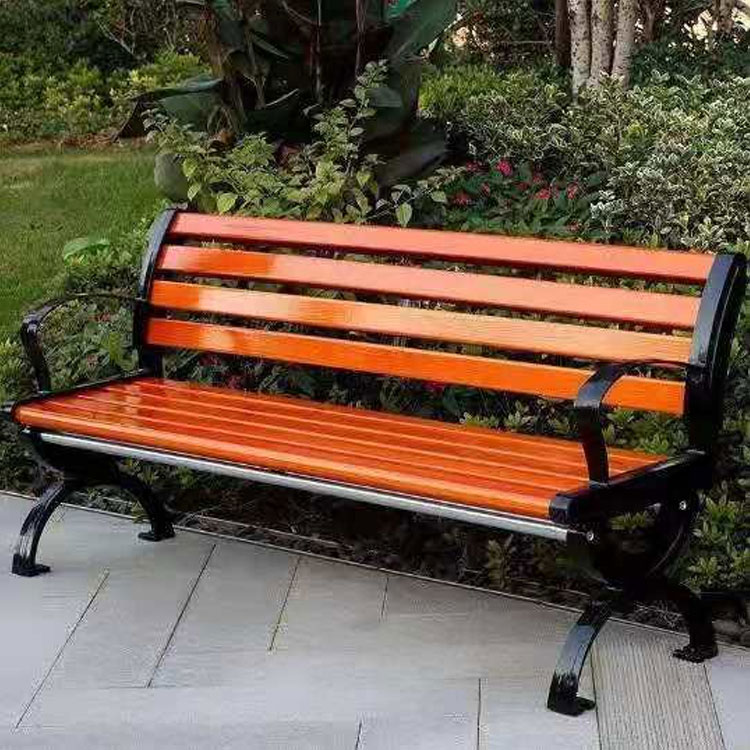 防腐木铸铁公园椅 新款铸铝公园凳 景区装饰休息座椅