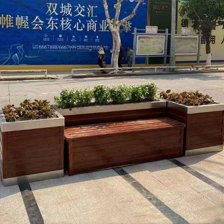 铝合金座椅花箱组合公园广场市政绿化休闲简约花槽花坛地面种植箱