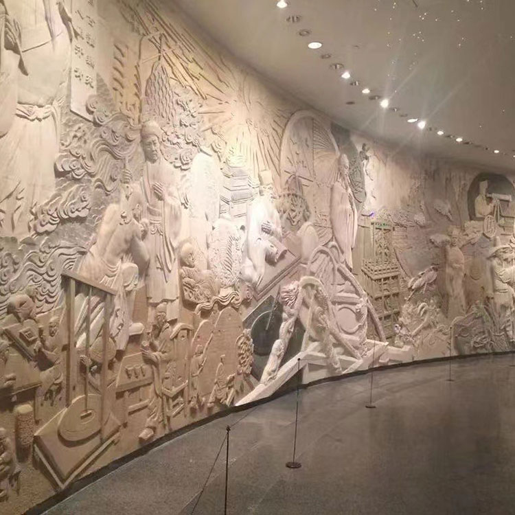 影壁墙装饰壁画 中式浮雕照壁 花岗岩 汉白玉石雕
