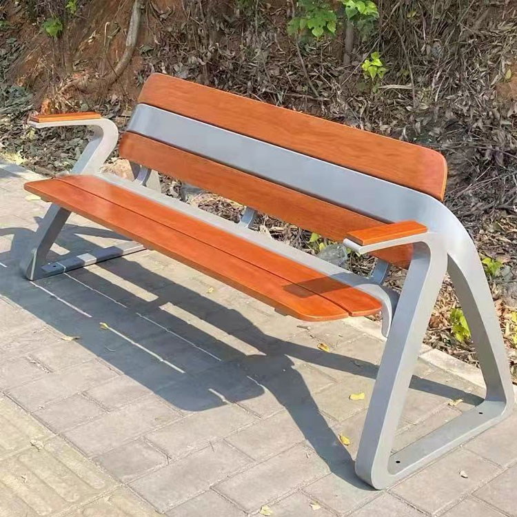 户外不锈钢实木防腐木竹木休闲座椅长椅庭院公园休息等候公共长凳