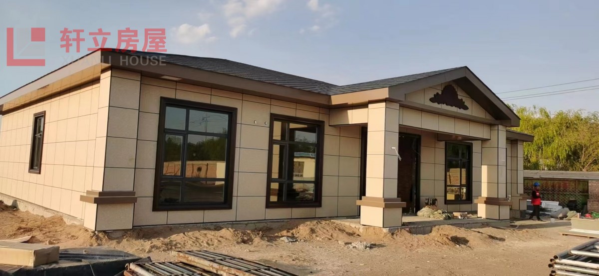 Single-story light-gauge steel structure house construction, Shijiazhuang manufacturer offers design and construction services for steel villa buildings