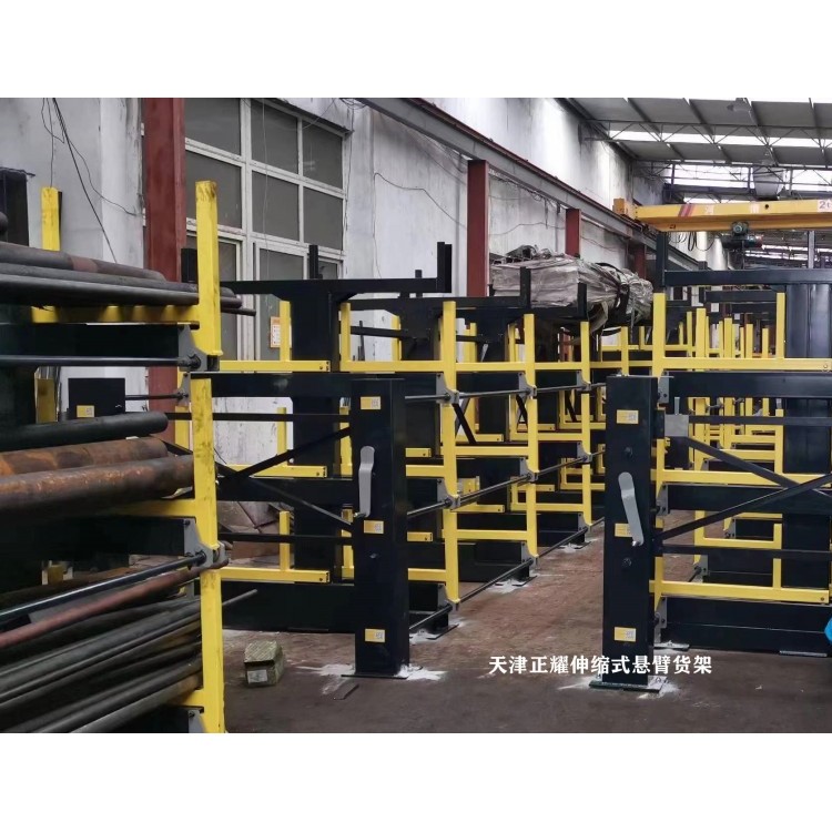 钢材分类存储架 伸缩式悬臂货架图片 6米管材架