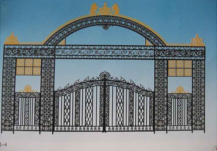 凯旋门 铁艺双开入户门 规格齐全