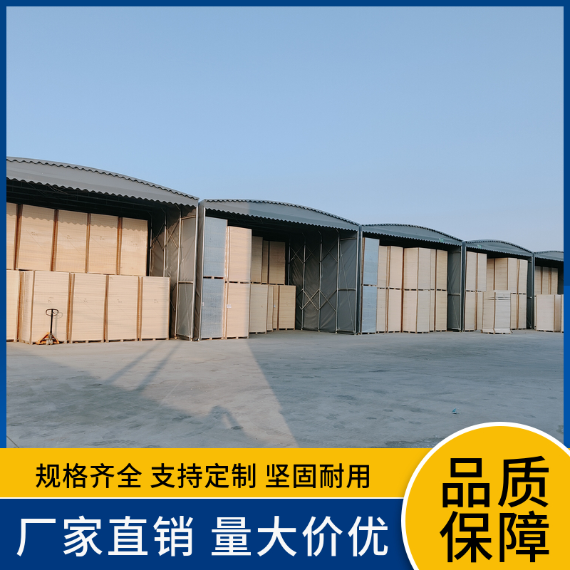 工厂楼道间大型悬空电动伸缩棚定做，户外仓库移动推拉蓬上门安装