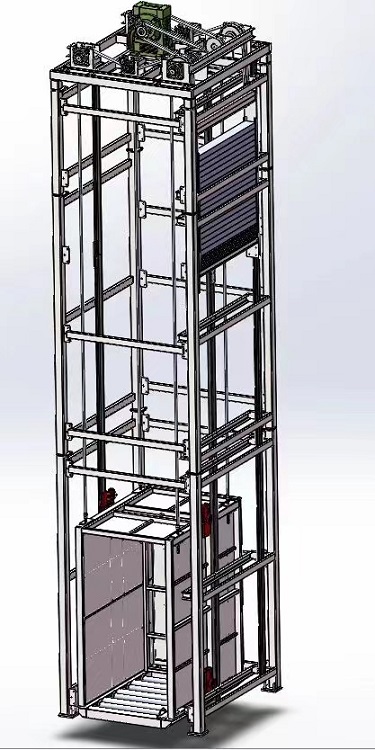 Reciprocating freight elevator