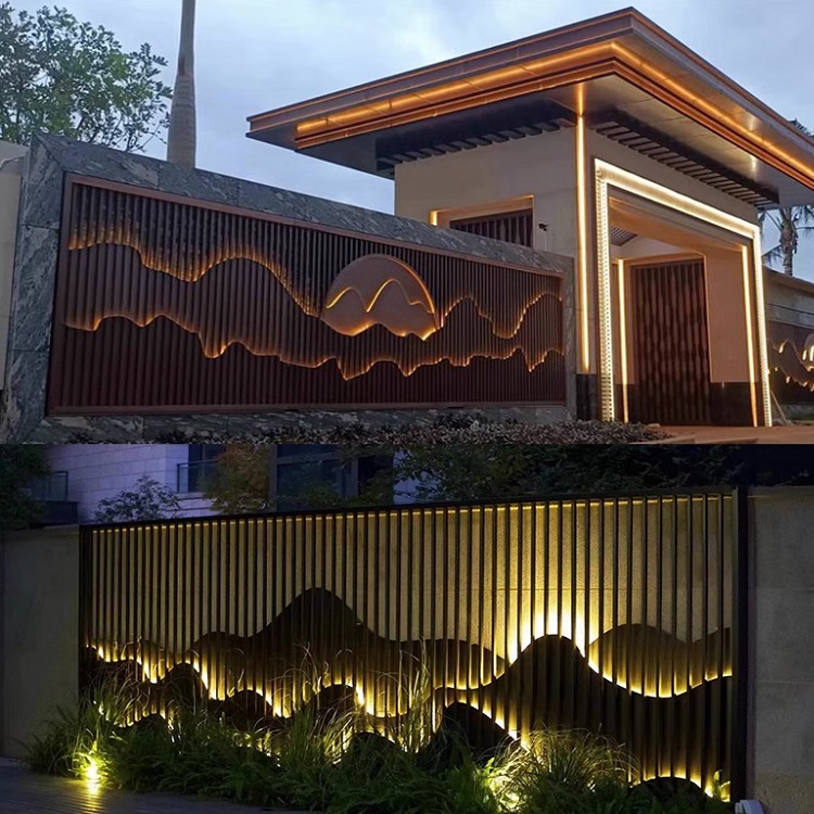 Metal landscape folding screen