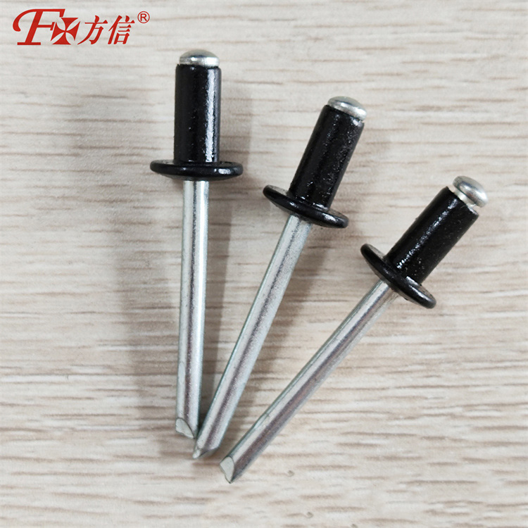 GB12618 Black Enamel Coated Aluminum Open Head Rivet, Semi-Anodized Black Aluminum Pull Rivet