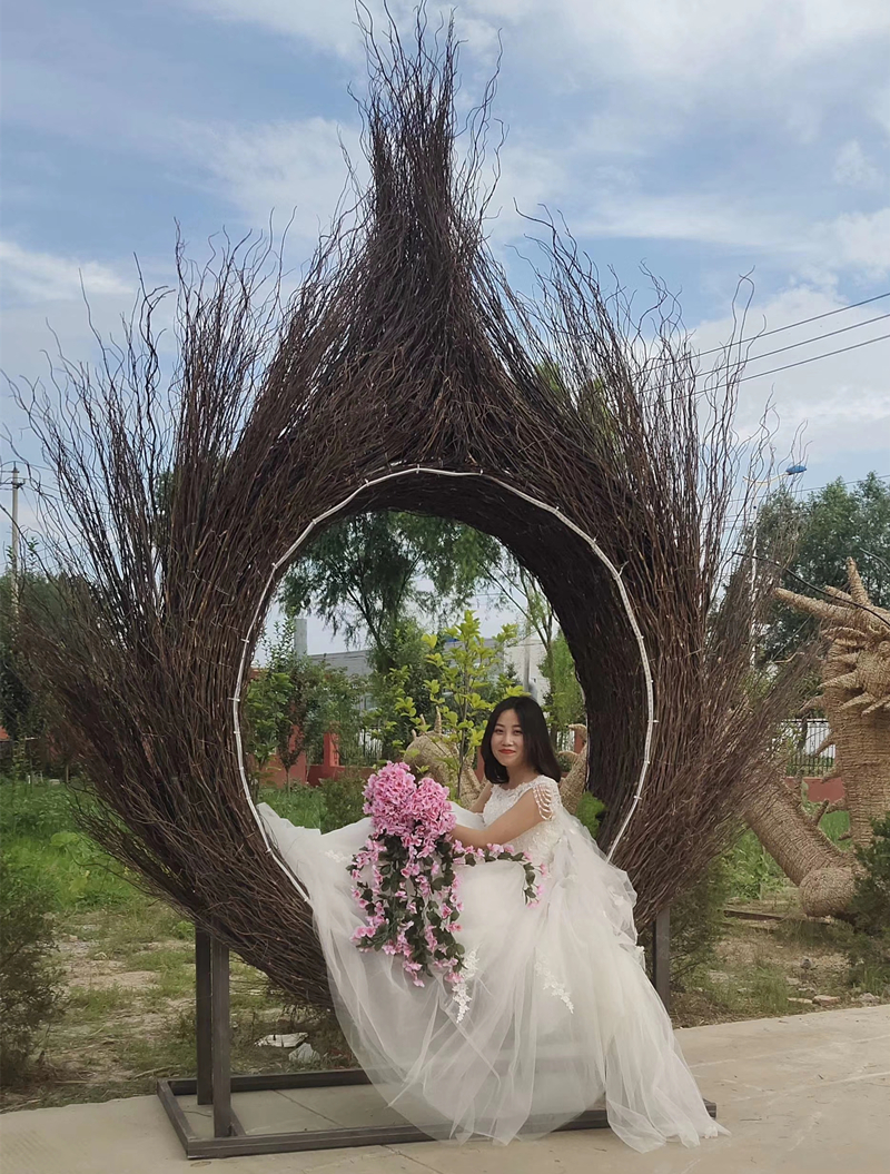 鸟巢造型 藤编打卡座椅