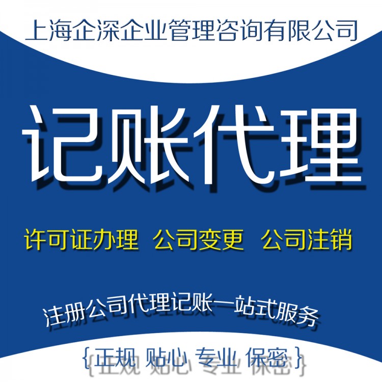 上海注册公司 办理营业执照 代理记账 记账报税 财务咨询服务