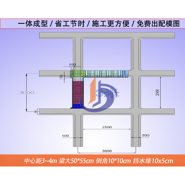 9-1锚索框架梁中心距3m塑料定型模板-工效提高60%