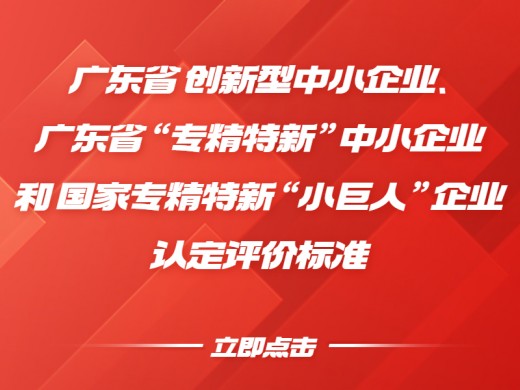 广东省 创新型中小企业、广东省“专精特新”中小企业 和 国家专精特新“小巨人”企业 认定评价标准