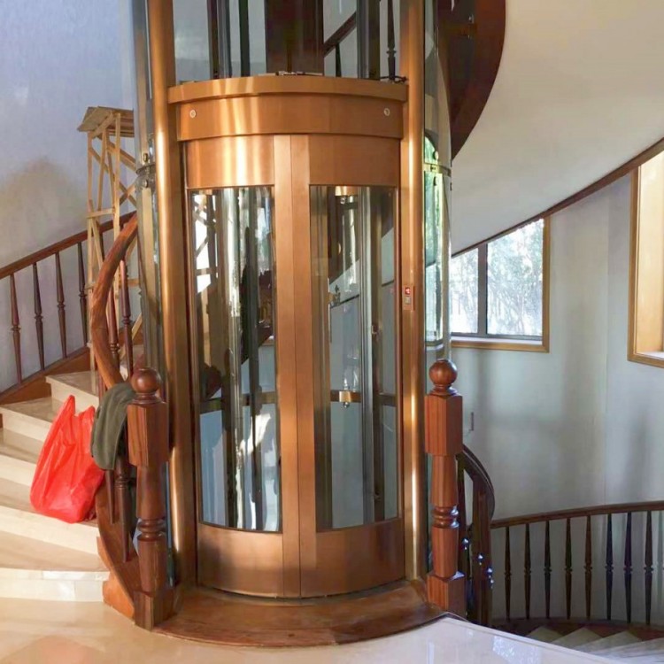 圆形电梯 定制全景观光圆形电梯 弧形旋转楼梯别墅家用