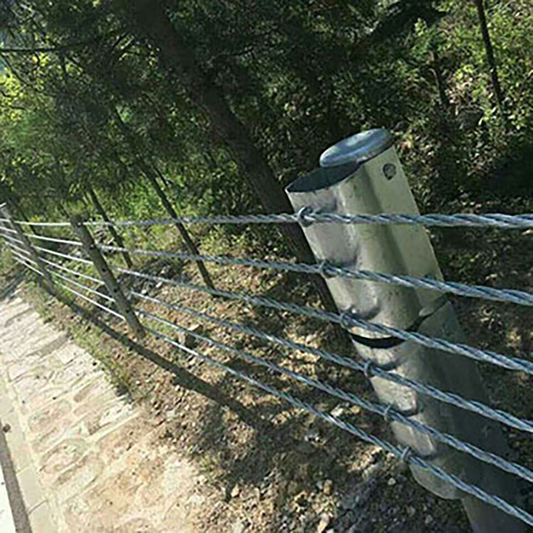 Steel cable guardrail