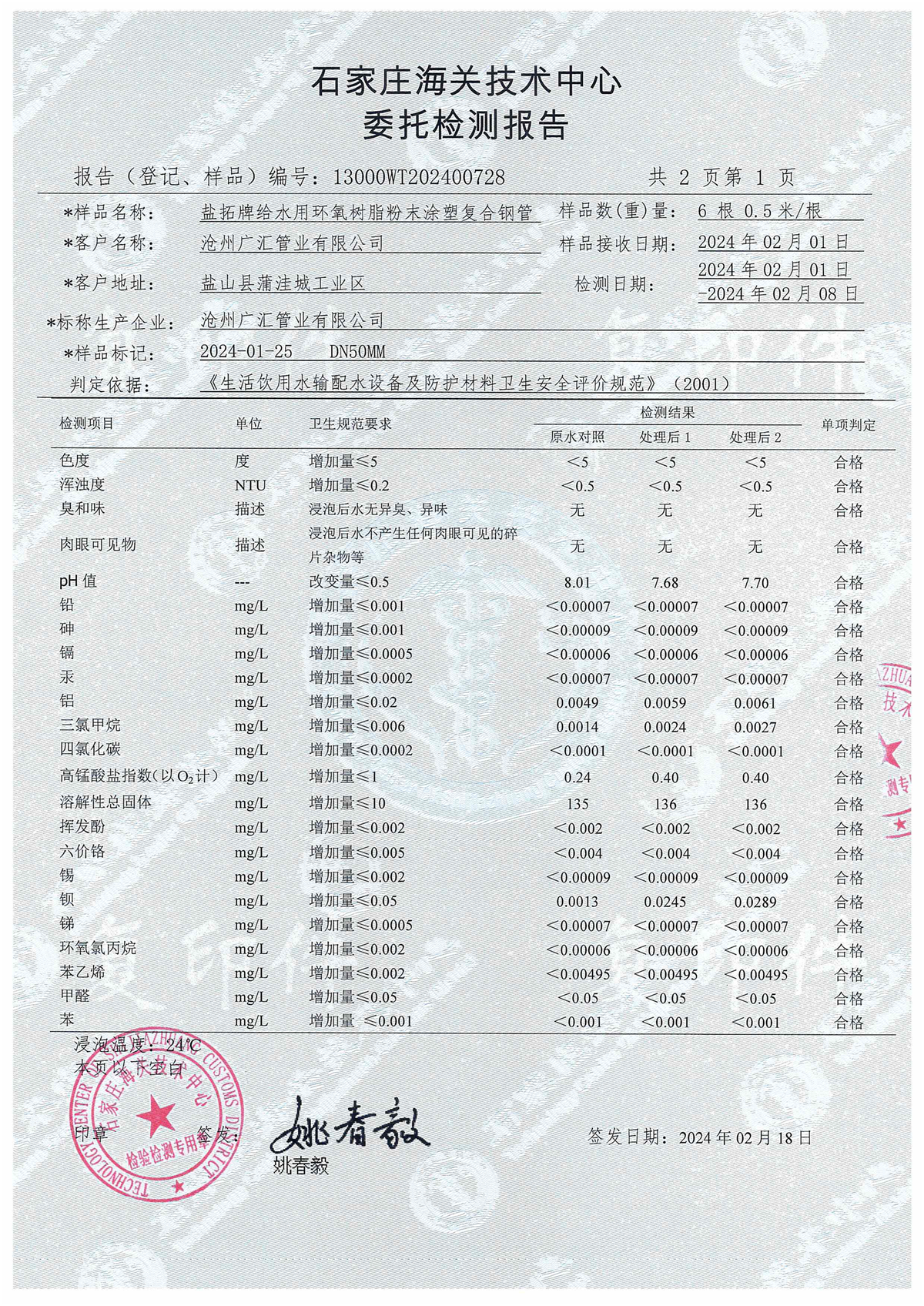 给水用涂塑复合钢管 检验报告2